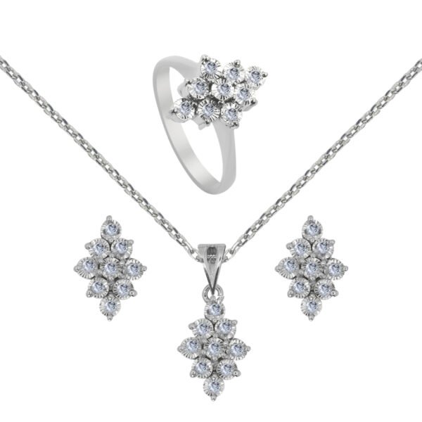 Luxury Sparkling Cluster Diamond Jewelry Set