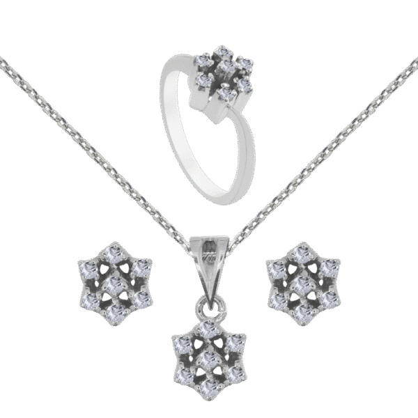Elegant Diamond Floral Jewelry Set