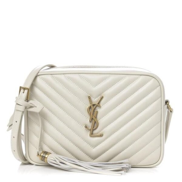 Saint Laurent Monogram Lou Camera Calfskin Matelasse Crema Soft White Leather Shoulder Bag