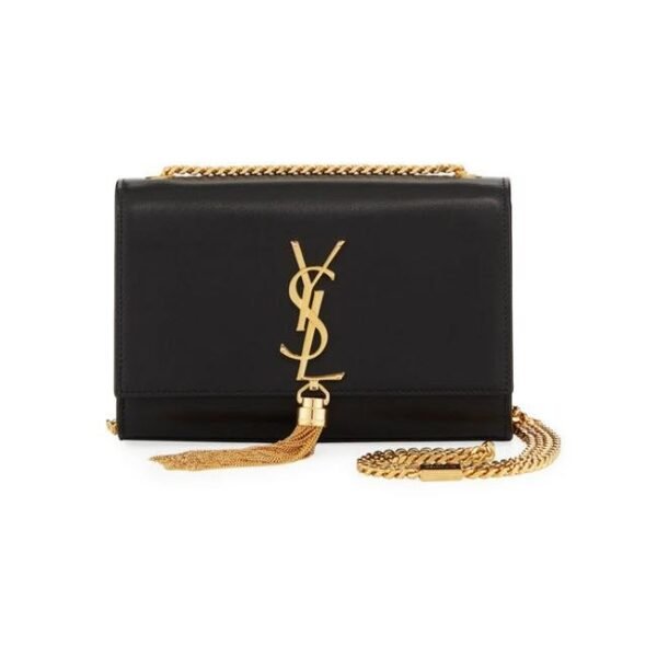Saint Laurent Monogram Kate Small Smooth Calfskin Tassel On Chain Black Leather Shoulder Bag