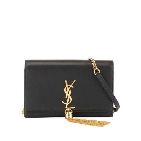 Saint Laurent Monogram Kate Chain Wallet Woc Calfskin Classic Tassel Black Leather Shoulder Bag