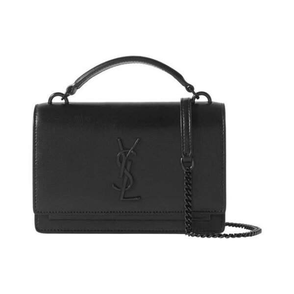 Saint Laurent Monogram Top Handle Sunset Noir Bhw Black Leather Shoulder Bag