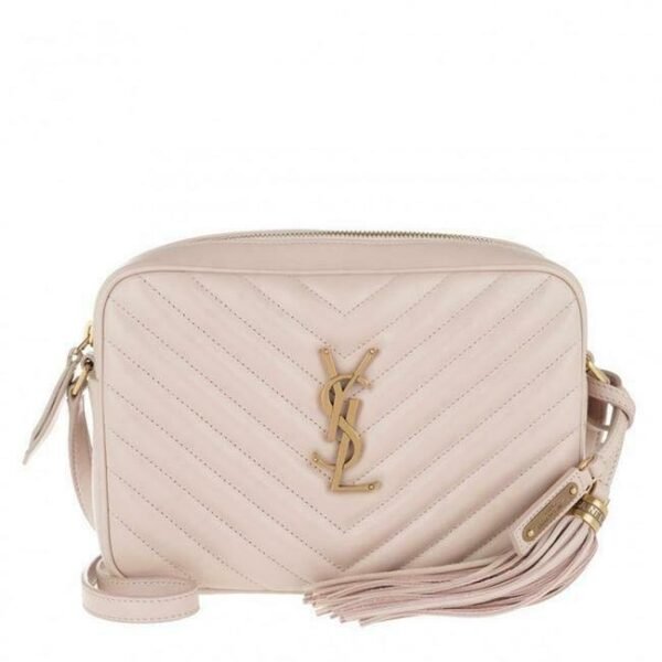 Saint Laurent Monogram Lou Camera Calfskin Matelasse Washed Light Pink Leather Shoulder Bag