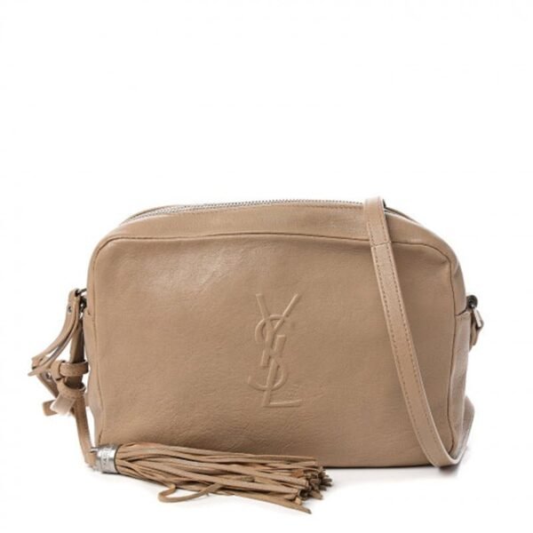 Saint Laurent Monogram Lou Camera Small Dark Beige Lambskin Leather Shoulder Bag