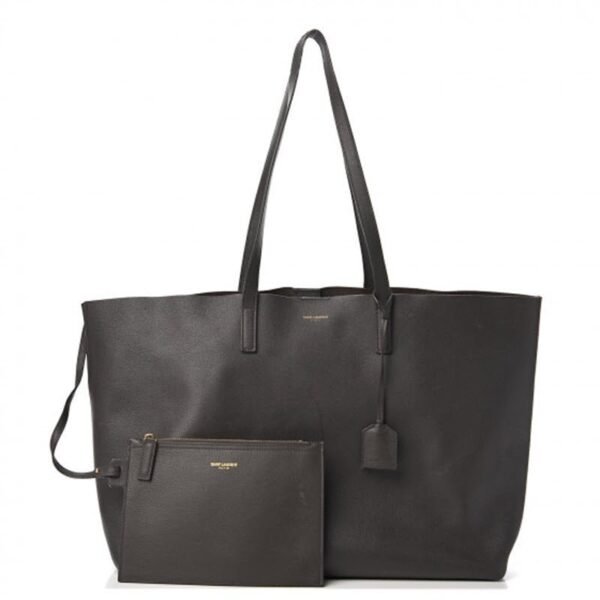 Saint Laurent Shopping Calfskin Large Dark Grey Leather Tote