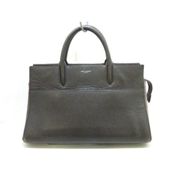SAINT LAURENT PARIS Cabas Rive Gauche Dark Brown Handbag