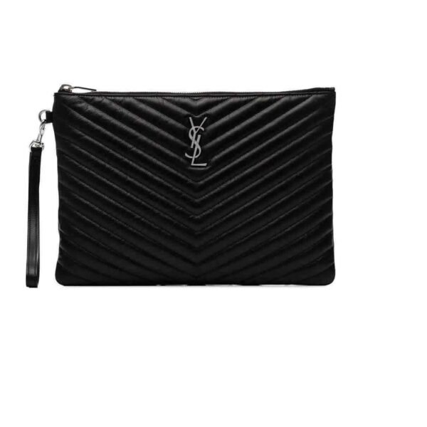 Saint Laurent Matelasse Monogram Pouch NEW