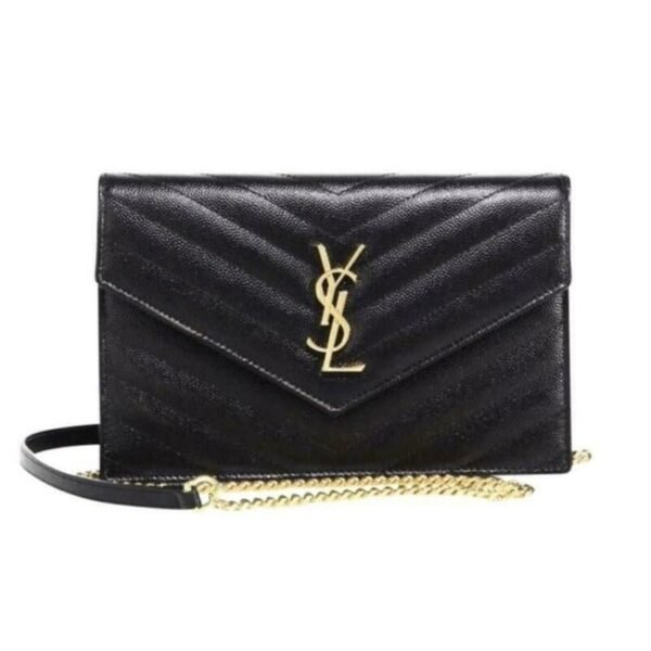 Saint Laurent Chain Wallet Small Black Leather Cross Body Bag
