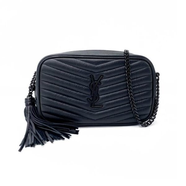 Saint Laurent Camera Lou Matelasse Monogram Mini Black Leather Shoulder Bag