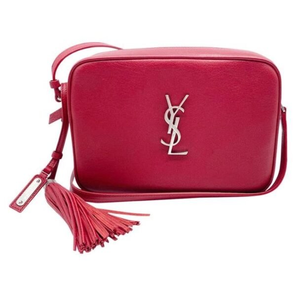Saint Laurent Camera Lou Smooth Monogram Tassel Red Leather Cross Body Bag
