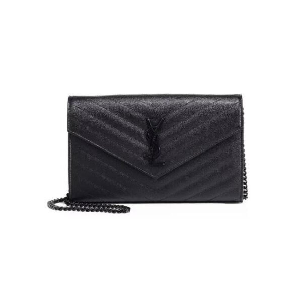 Saint Laurent Chain Wallet Monogram Medium Noir Envelope Black Leather Cross Body Bag