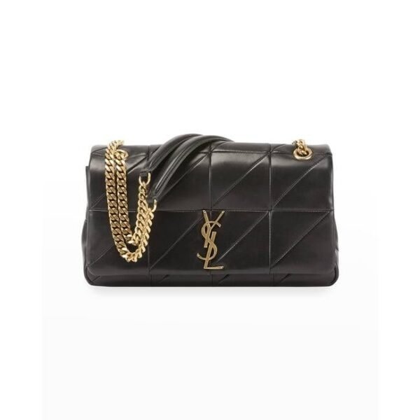 Saint Laurent Jamie Medium Diamond-quilted Chain - Bronze Hardware Black Lambskin Leather Shoulder Bag