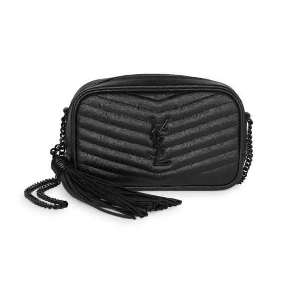 Saint Laurent Lou Monogram Camera Mini Black Leather Cross Body Bag