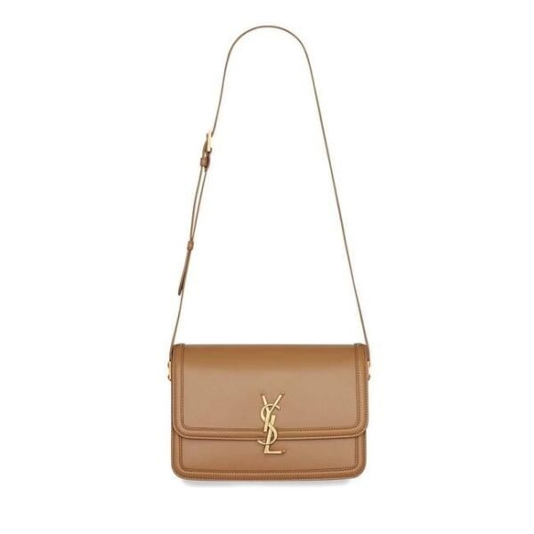Saint Laurent Medium Solferino Monogram Beige Leather Shoulder Bag