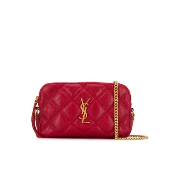 Saint Laurent Mini Becky Quilted Red Leather Cross Body Bag