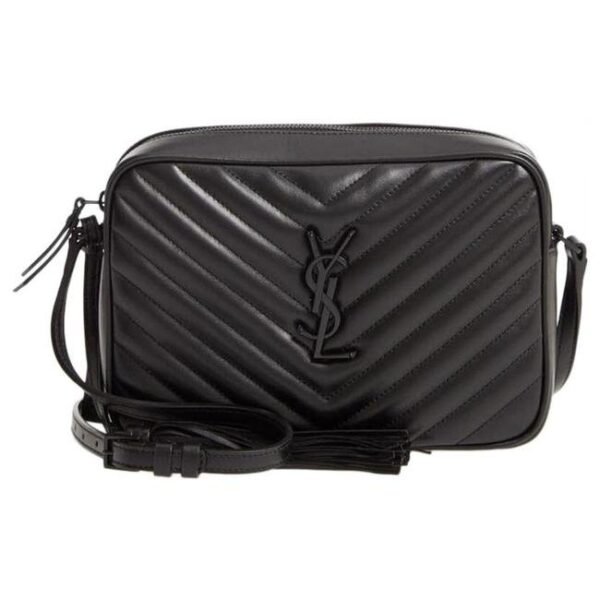 Saint Laurent Monogram Camera Lou Matelasse Black Calfskin Leather Cross Body Bag