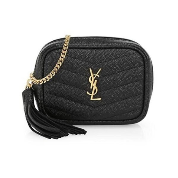 Saint Laurent Monogram Camera Lou Micro Matelasse Black Leather Cross Body Bag