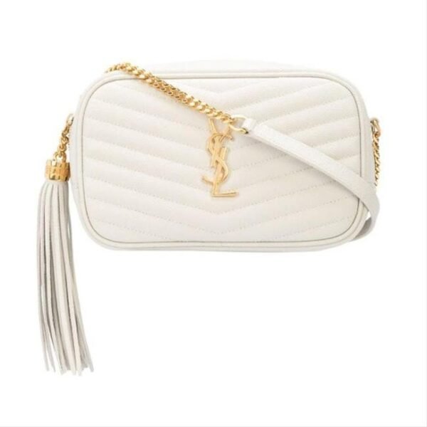 Saint Laurent Monogram Camera Lou Mini Cream White Leather Cross Body Bag