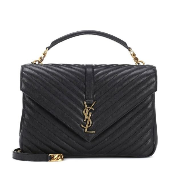 Saint Laurent Monogram Collège Large Black Leather Shoulder Bag
