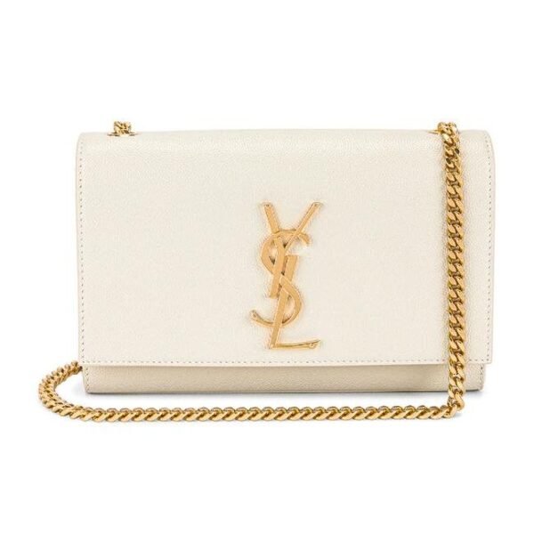 Saint Laurent Monogram Kate Chain Small Monogram Crema Soft White Leather Cross Body Bag