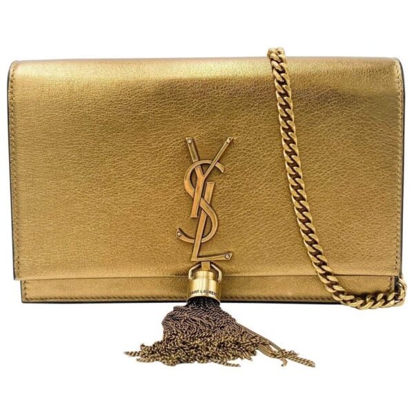 Saint Laurent Monogram Kate Chain Wallet Crossbody Monogram Tassel Gold Leather Shoulder Bag