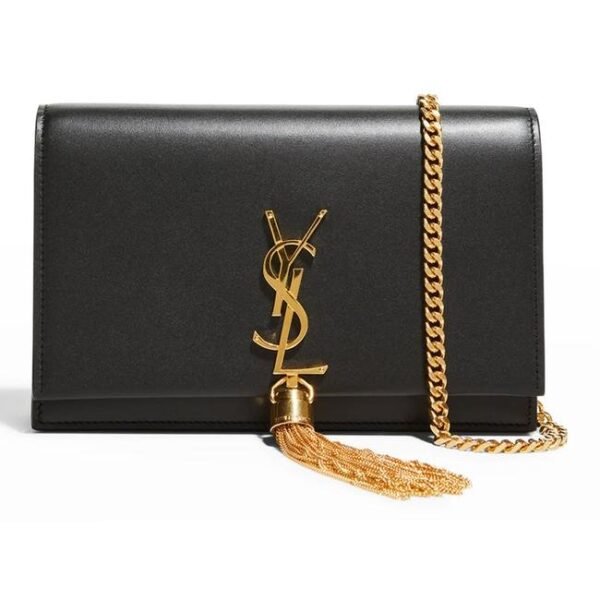 Saint Laurent Monogram Kate Chain Wallet Smooth Calf Tassel Black Leather Shoulder Bag
