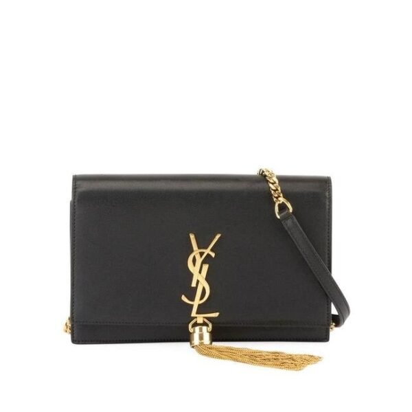 Saint Laurent Monogram Kate Chain Wallet Woc Calfskin Classic Tassel Black Leather Shoulder Bag