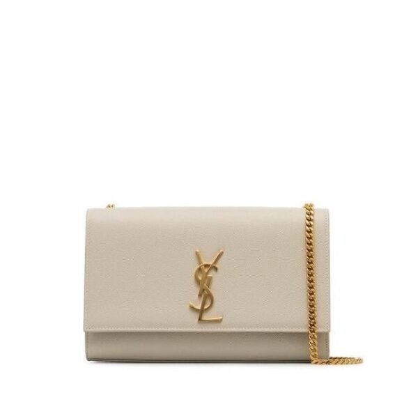 Saint Laurent Monogram Kate Crossbody Medium Chain Detail White Leather Shoulder Bag