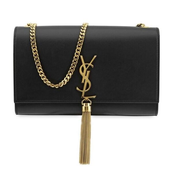 Saint Laurent Monogram Kate Medium Chain Tassel Black Leather Shoulder Bag