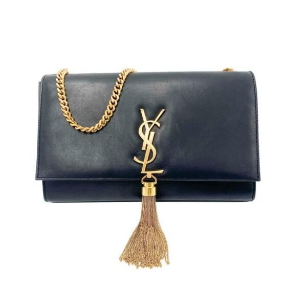 Saint Laurent Monogram Kate Medium with Tassel In Smooth Black Leather Cross Body Bag