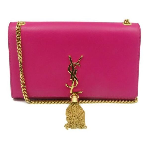 Saint Laurent Monogram Kate Smooth Medium Classic Tassel Fuchsia Pink Calfskin Leather Shoulder Bag
