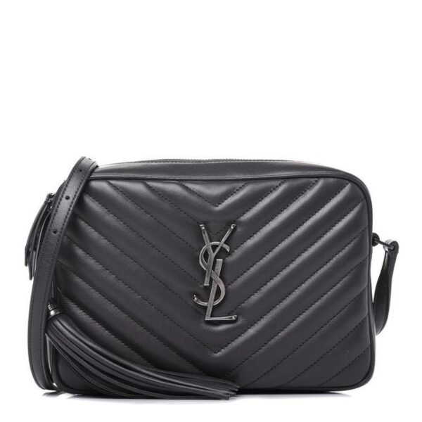 Saint Laurent Monogram Lou Camera Calfskin Matelasse Asphalt Grey Leather Shoulder Bag