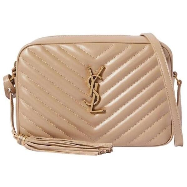 Saint Laurent Monogram Lou Camera Calfskin Matelasse Beige Leather Cross Body Bag