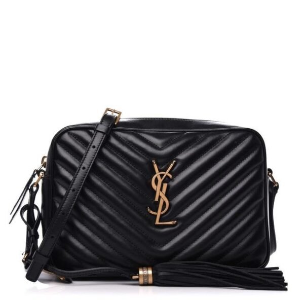 Saint Laurent Monogram Lou Camera Calfskin Matelasse Black Leather Cross Body Bag