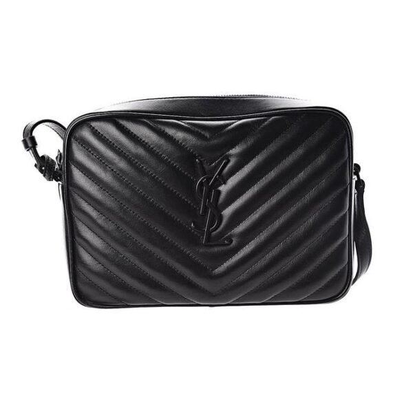 Saint Laurent Monogram Lou Camera Calfskin Matelasse Black Leather Shoulder Bag