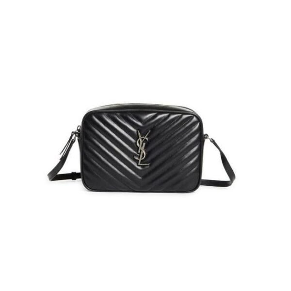 Saint Laurent Monogram Lou Camera Calfskin Matelasse Black Leather Shoulder Bag
