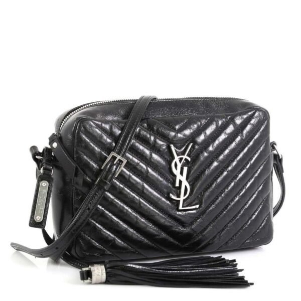 Saint Laurent Monogram Lou Camera Matelasse Black Patent Leather Shoulder Bag