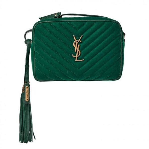 Saint Laurent Monogram Lou Camera Matelasse Deep Malachite Green Velvet Shoulder Bag
