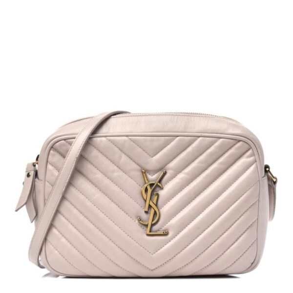Saint Laurent Monogram Lou Camera Matelasse Washed Light Pink Calfskin Leather Shoulder Bag