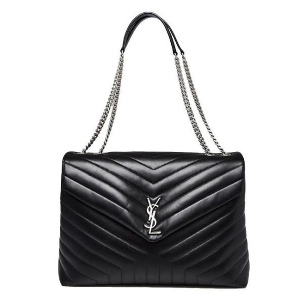 Saint Laurent Monogram Loulou Calfskin Y Quilted Monogram Large Chain Satchel Black Leather Shoulder Bag