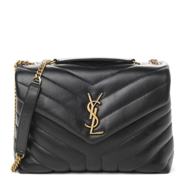 Saint Laurent Monogram Loulou Calfskin Y Quilted Monogram Small Chain Satchel Black Leather Shoulder Bag