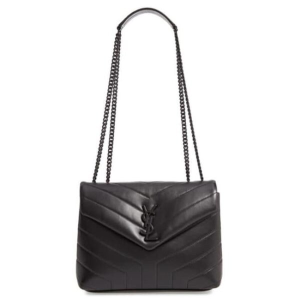 Saint Laurent Monogram Loulou Calfskin Y Quilted Monogram Small Chain Satchel Black Leather Shoulder Bag