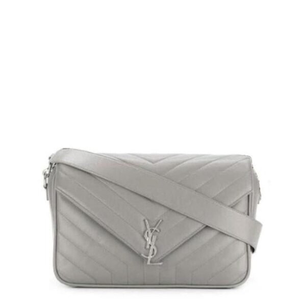 Saint Laurent Monogram Loulou Calfskin Y Quilted Pearl Grey Leather Shoulder Bag