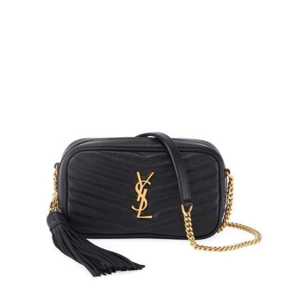 Saint Laurent Monogram Loulou Camera Lou Monogram Mini Black Leather Cross Body Bag