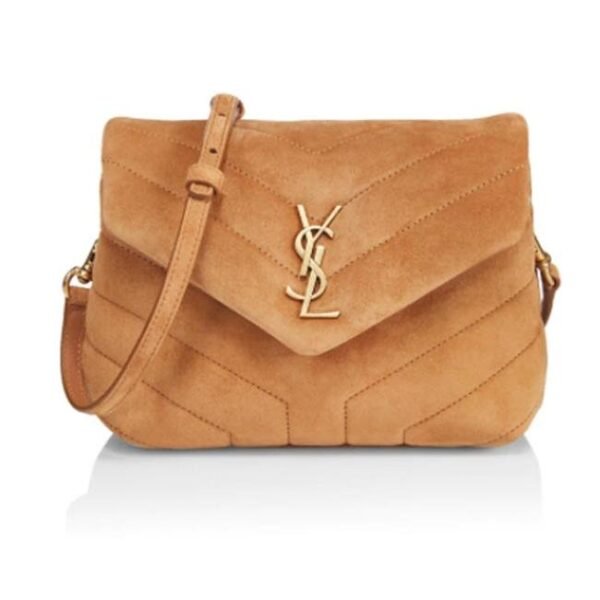 Saint Laurent Monogram Loulou Monogram Toy Quilted Brown Suede Leather Cross Body Bag