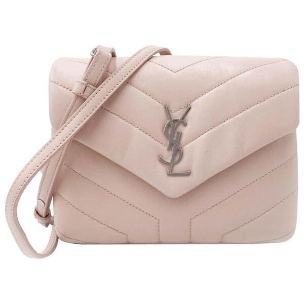 Saint Laurent Monogram Loulou Quilted Monogram Tender Pink Calfskin Leather Cross Body Bag