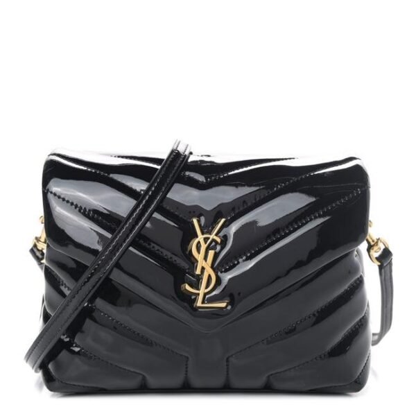 Saint Laurent Monogram Loulou Quilted Monogram Toy Black Patent Leather Cross Body Bag