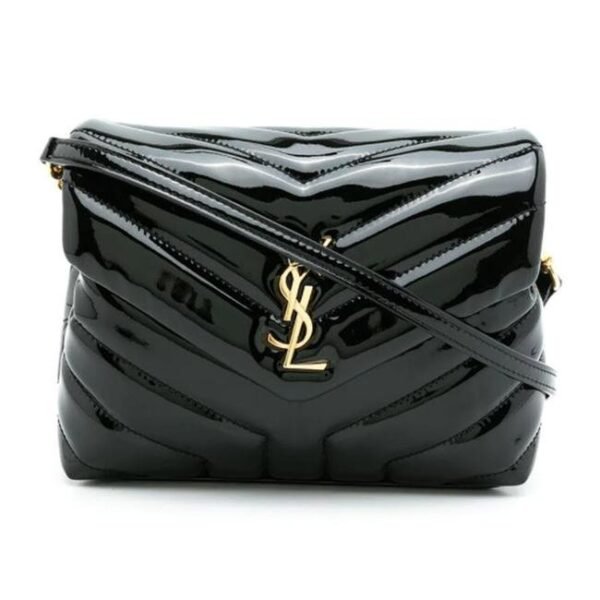 Saint Laurent Monogram Loulou Quilted Monogram Toy Black Patent Leather Cross Body Bag