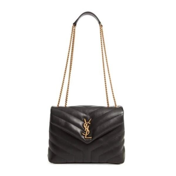 Saint Laurent Monogram Loulou Small Gold Ghw Black Leather Shoulder Bag