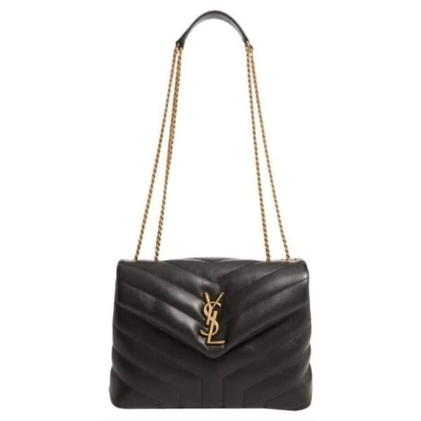 Saint Laurent Monogram Loulou Small Gold Ghw Black Leather Shoulder Bag